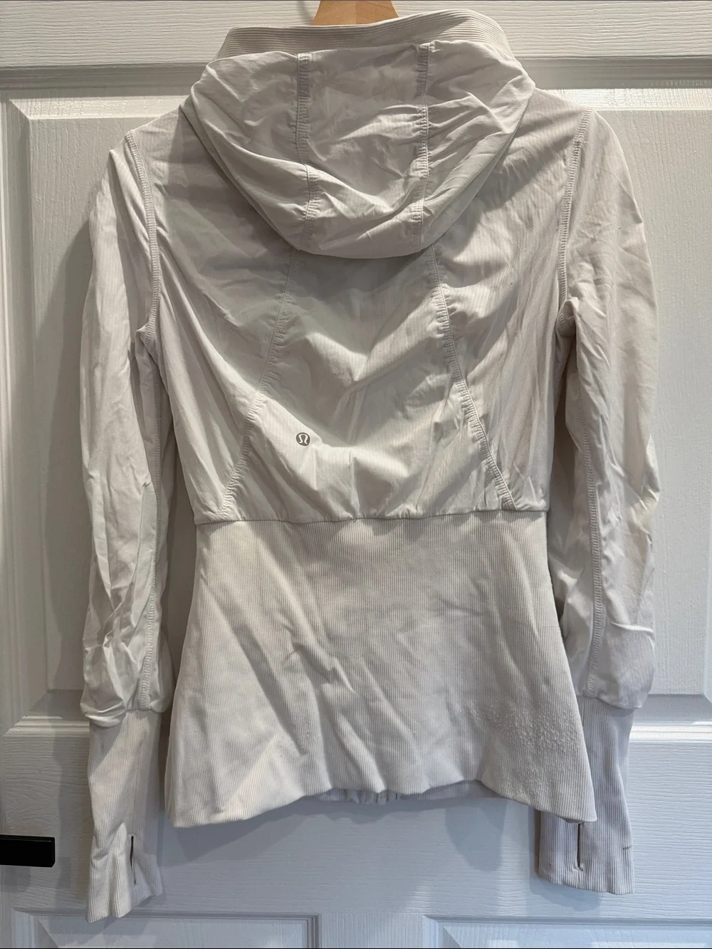 lululemon athletica Cream Hooded Ruched Utility Jacket ** no hood cord**